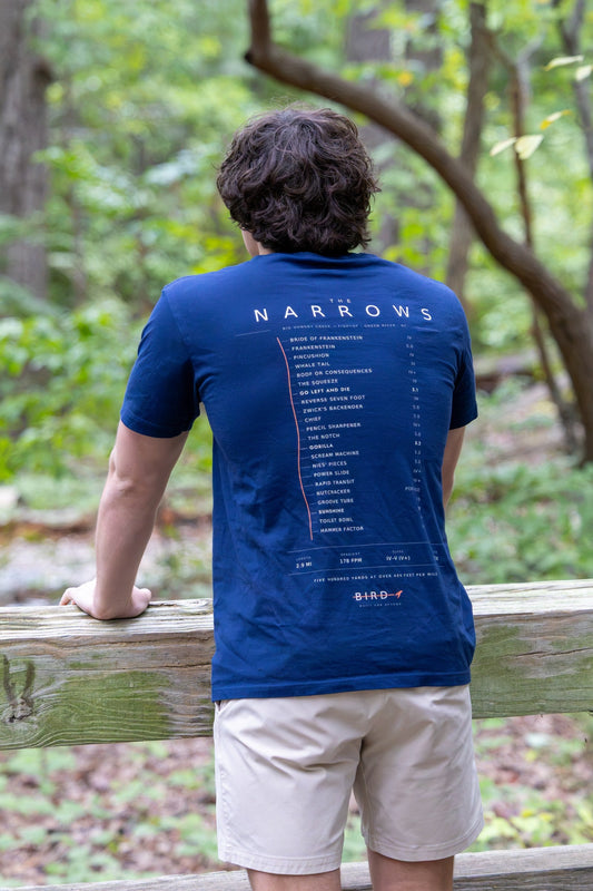 Green Narrows Dark tee, Navy Blue — back view