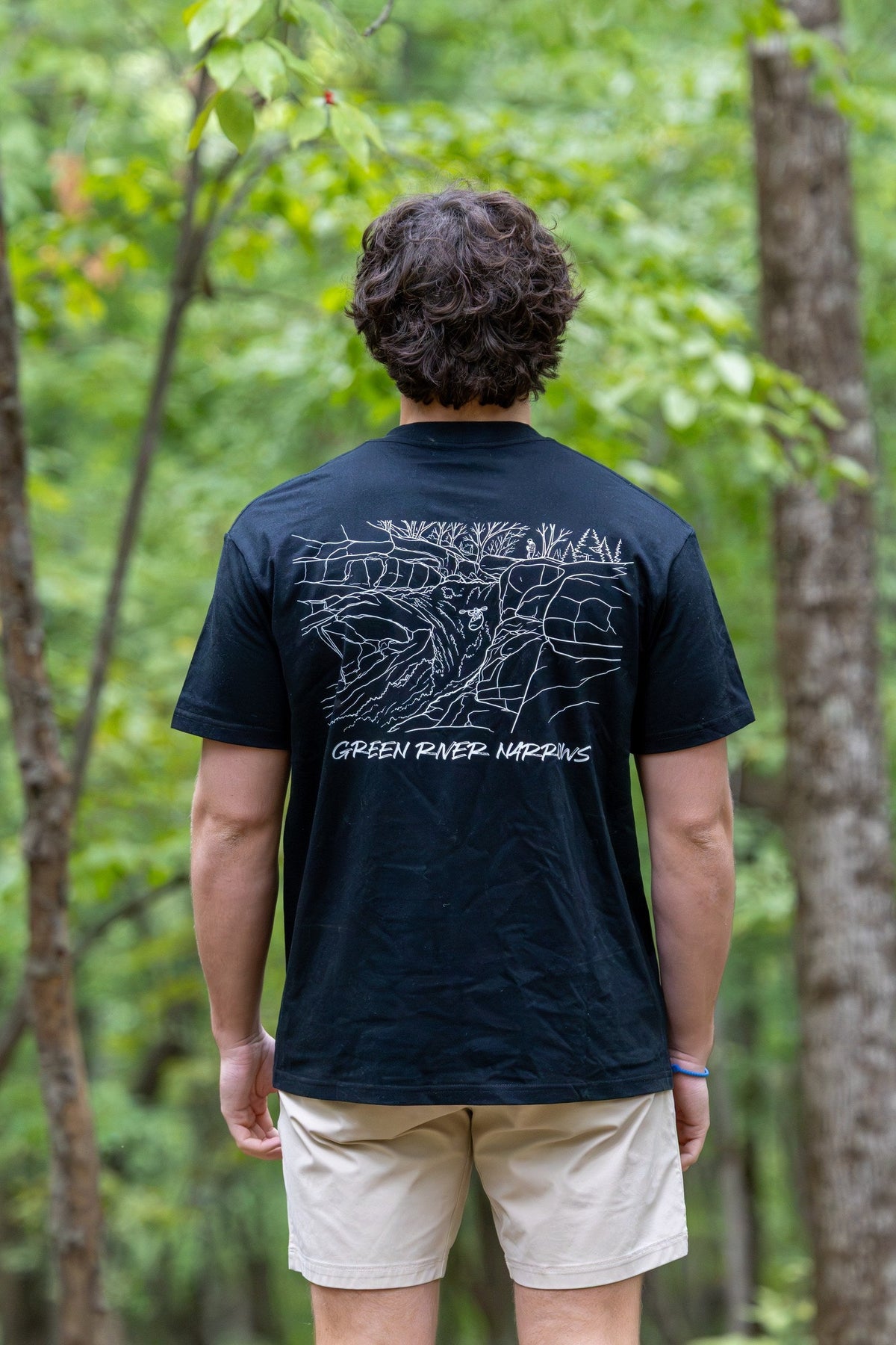 Green Narrows Illustrated tee — front view, BIRD chest mark