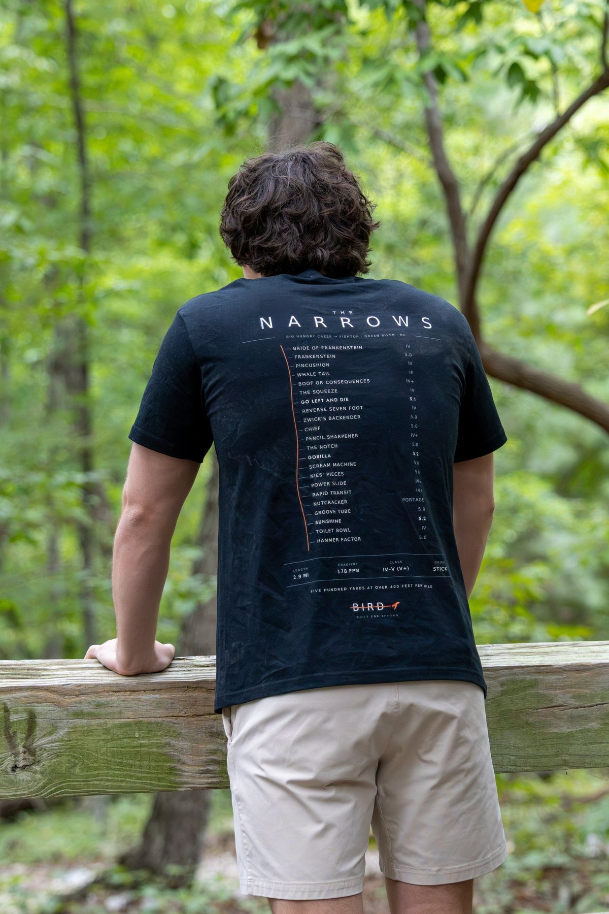 Green Narrows Dark tee, Black — worn